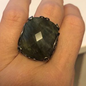 Large Labradorite ring sterling silver size 7